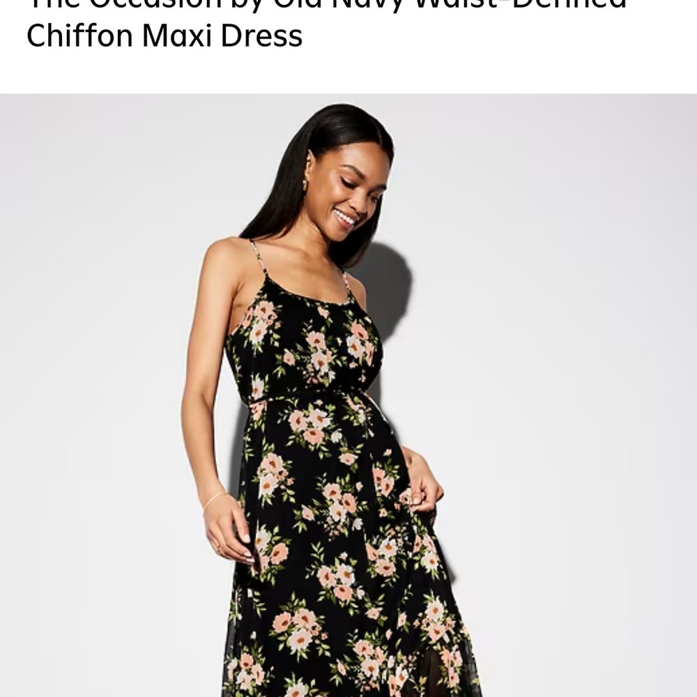 Old Navy Black and Pink Floral Maxi Dress